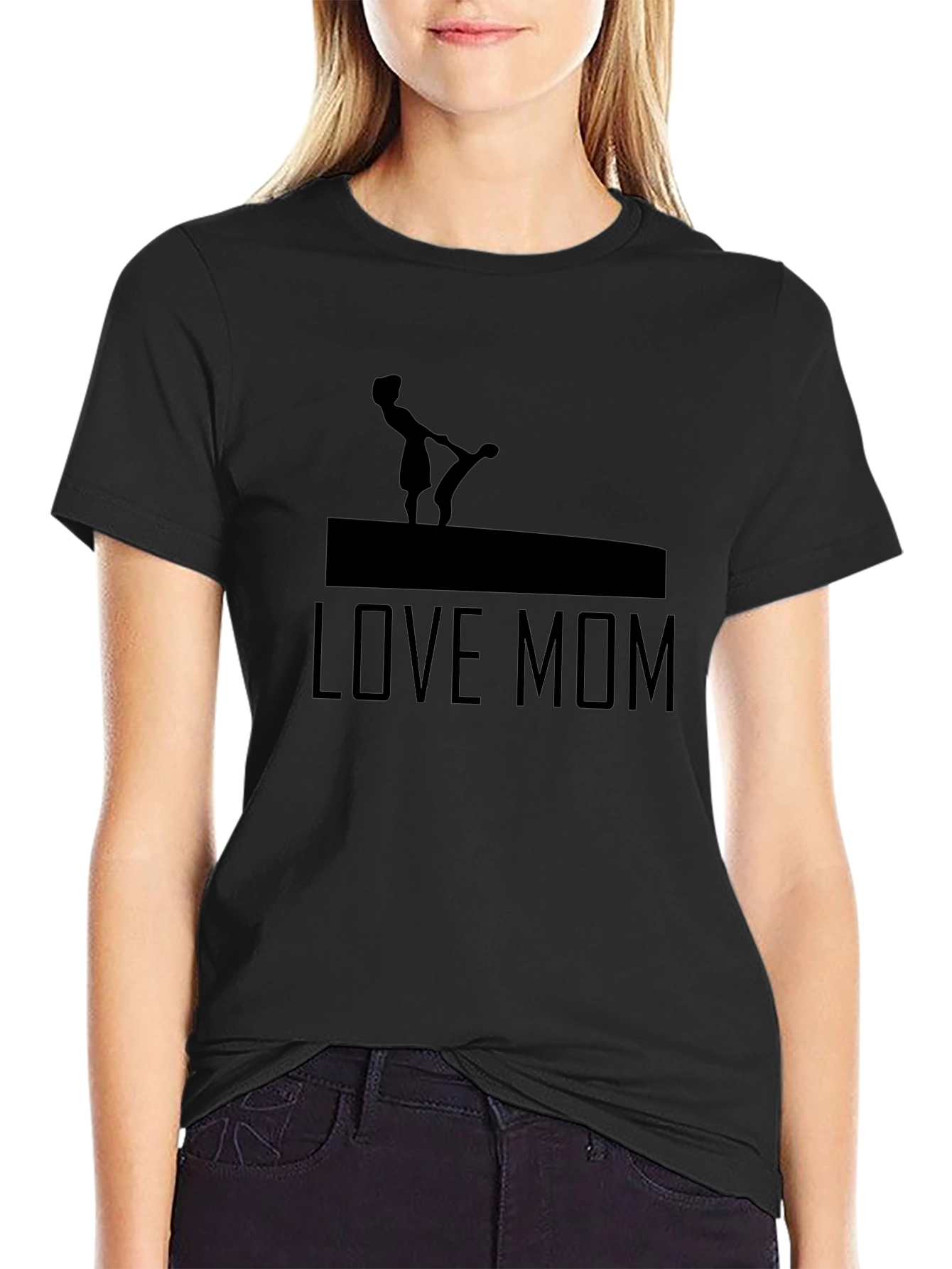 Love Mom Graphic Tee - Black Cotton T-Shirt