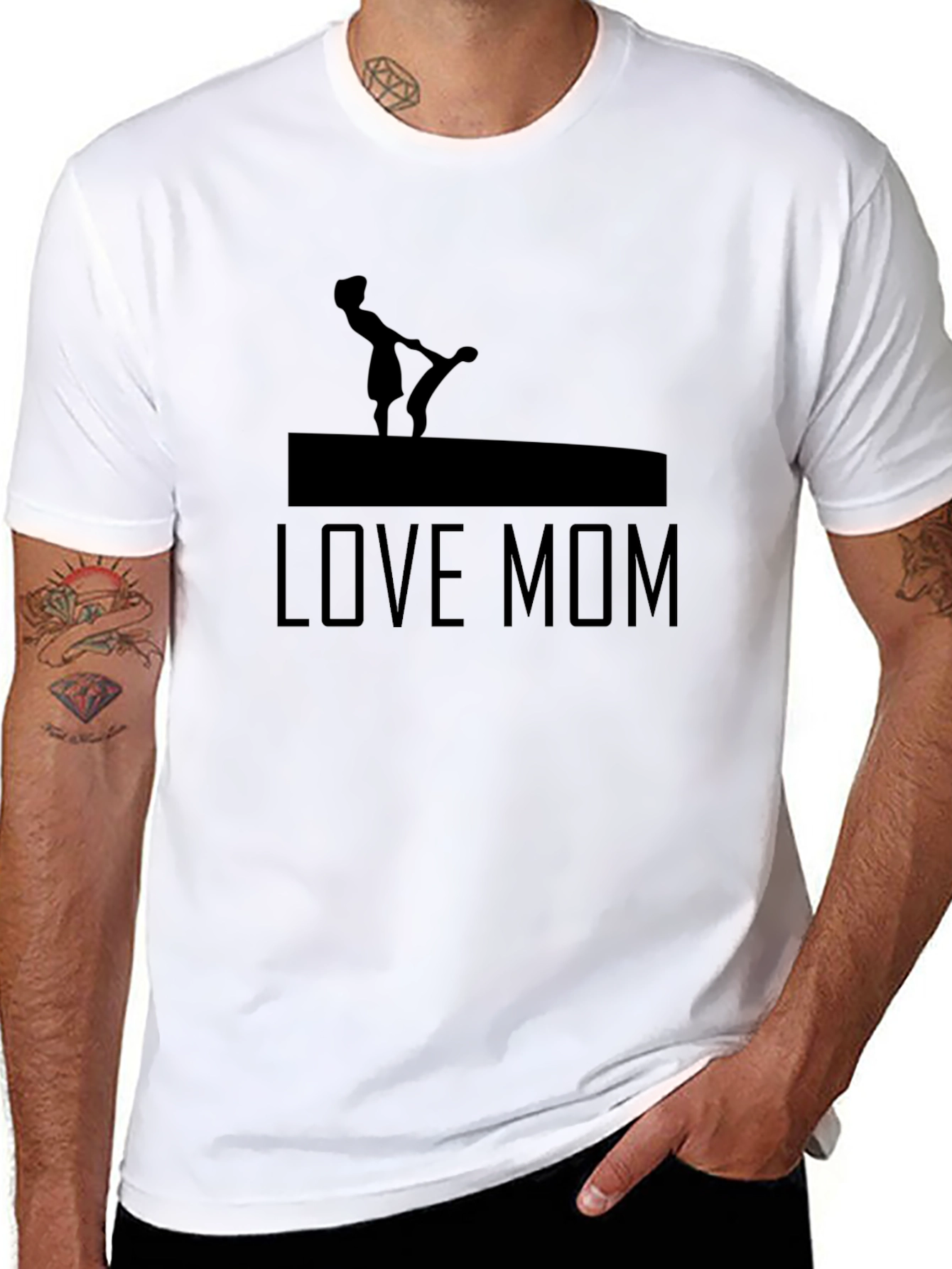 Love Mom Graphic Tee - Black Cotton T-Shirt