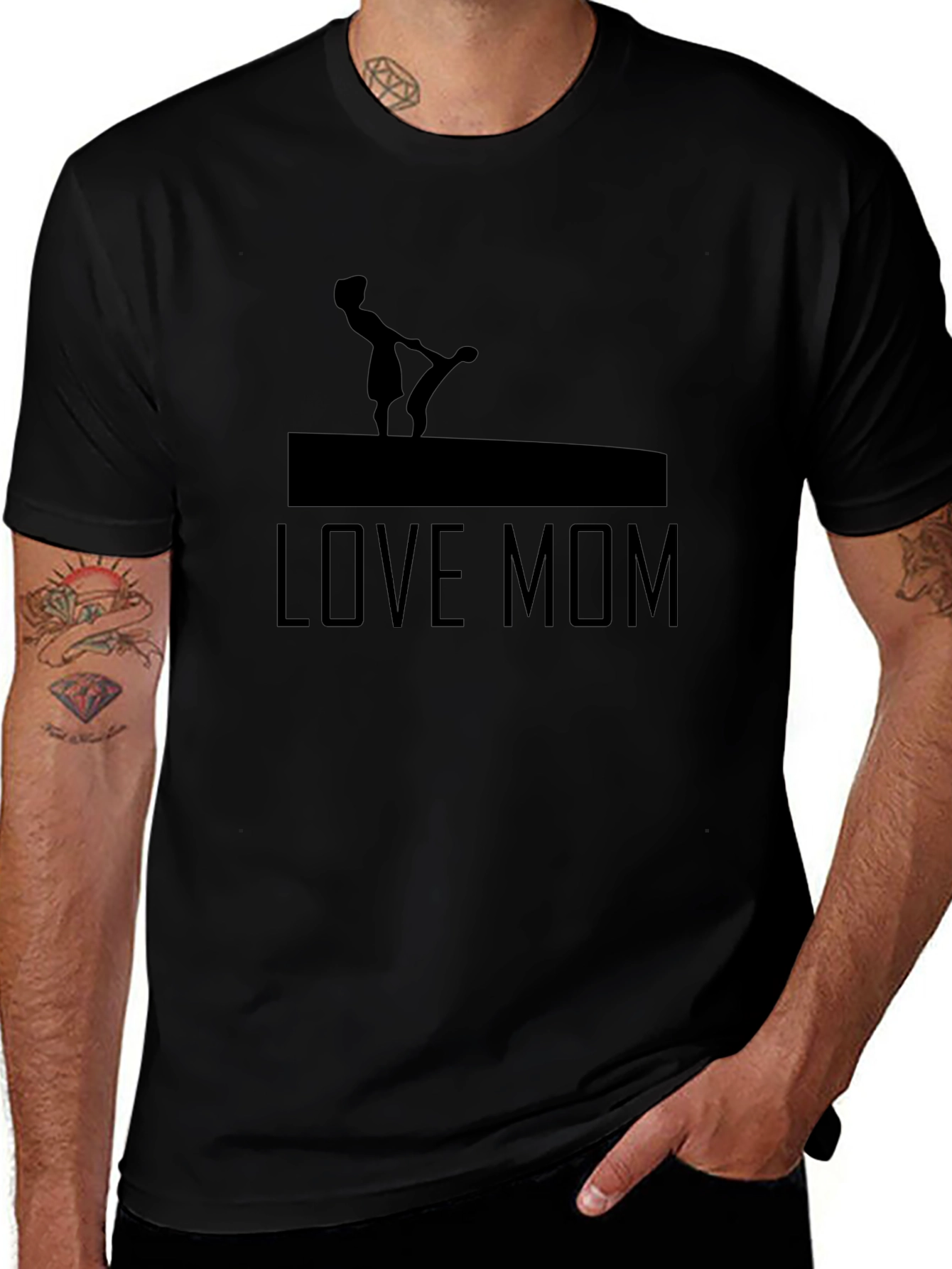Love Mom Graphic Tee - Black Cotton T-Shirt