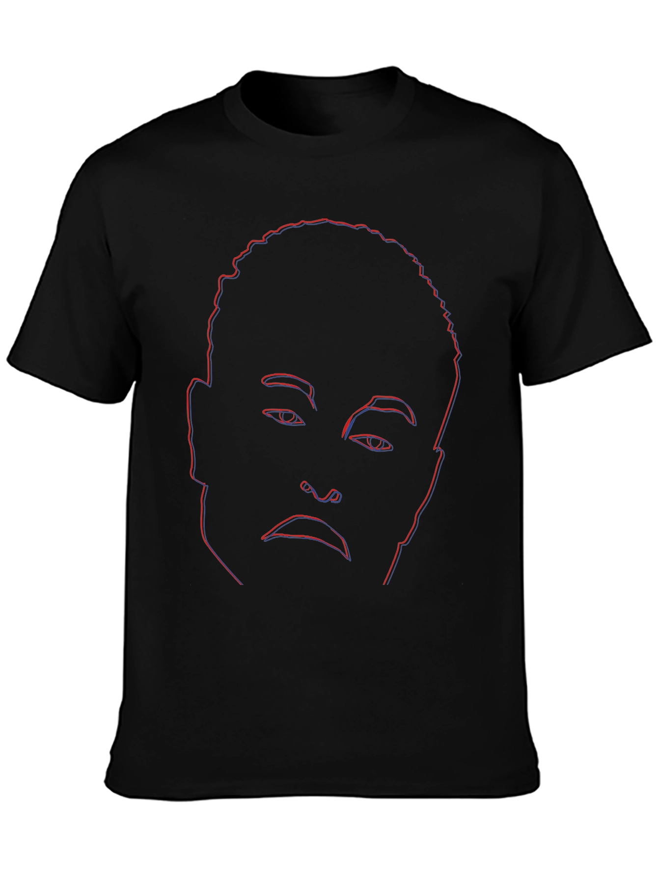 Abstract Face Outline Graphic Tee - Black