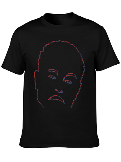 Abstract Face Outline Graphic Tee - Black