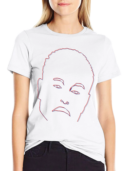 Abstract Face Outline Graphic Tee - Black