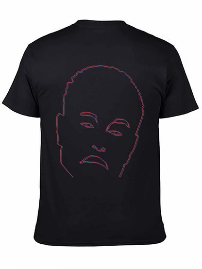 Abstract Face Outline Graphic Tee - Black