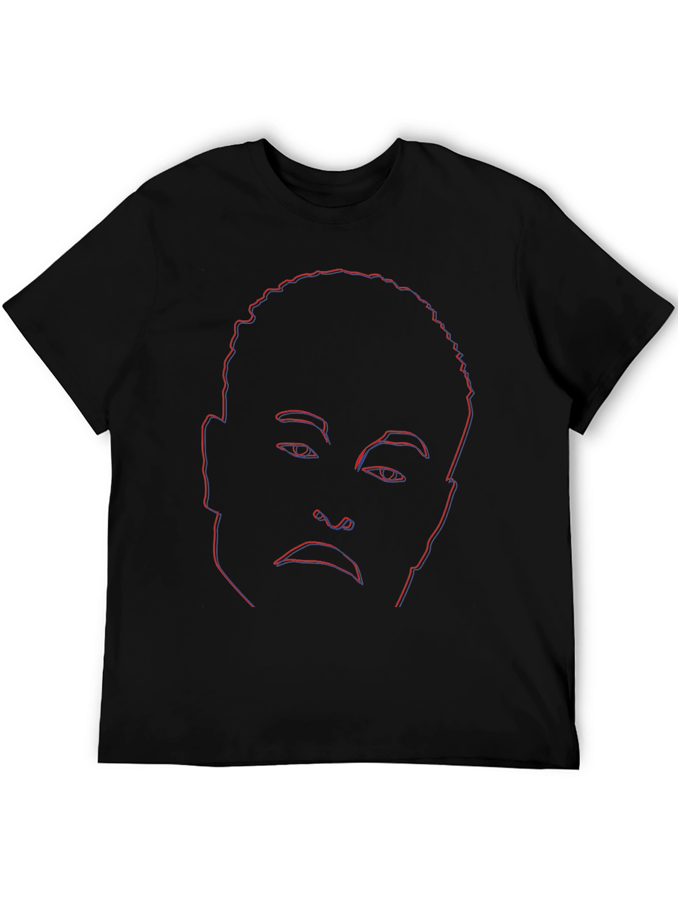 Abstract Face Outline Graphic Tee - Black