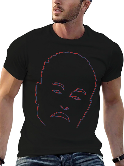 Abstract Face Outline Graphic Tee - Black