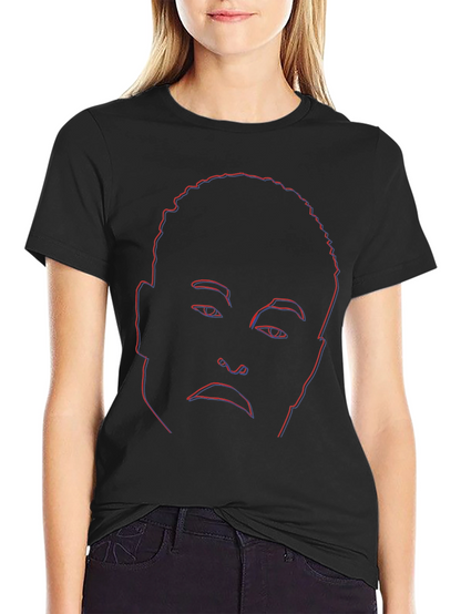 Abstract Face Outline Graphic Tee - Black
