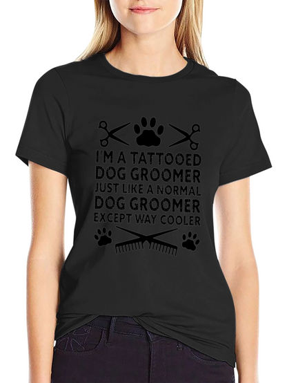 Tattooed Dog Groomer Black Graphic T-Shirt