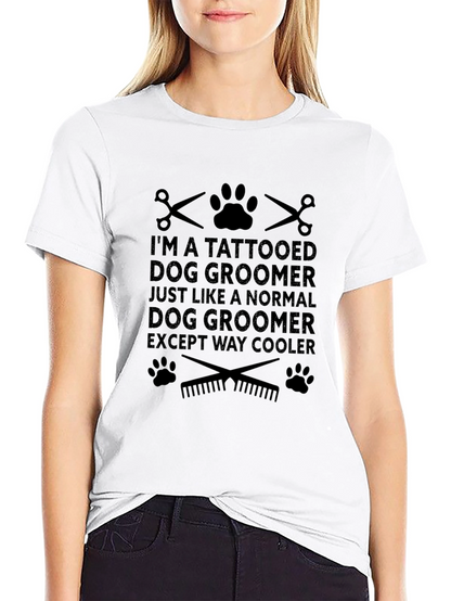 Tattooed Dog Groomer Black Graphic T-Shirt