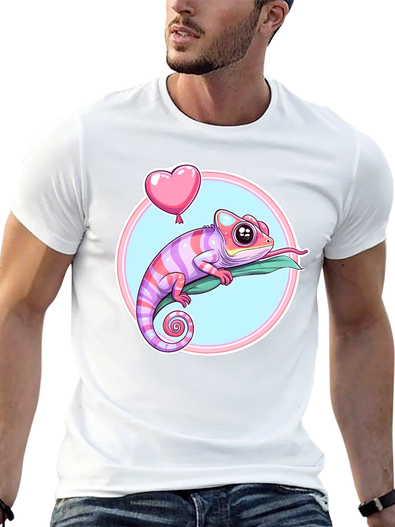 Chameleon Heart Balloon Graphic Tee - Fun & Stylish