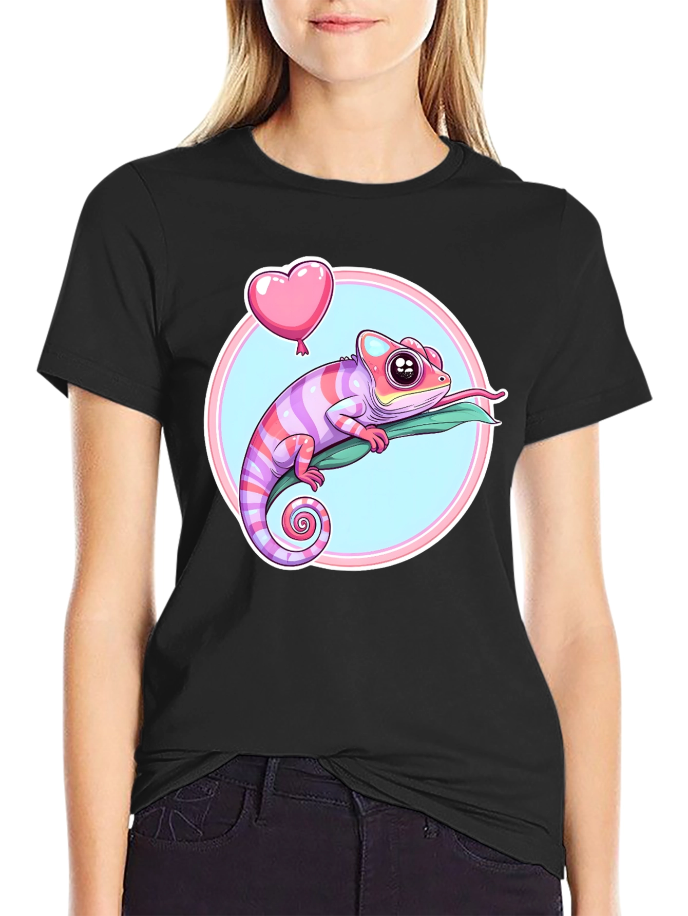 Chameleon Heart Balloon Graphic Tee - Fun & Stylish