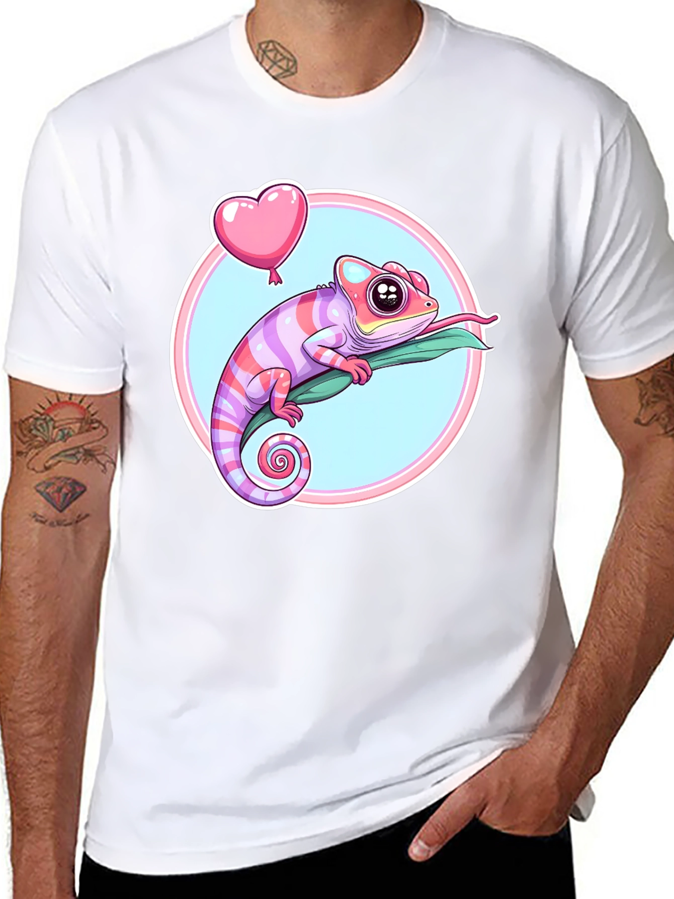 Chameleon Heart Balloon Graphic Tee - Fun & Stylish