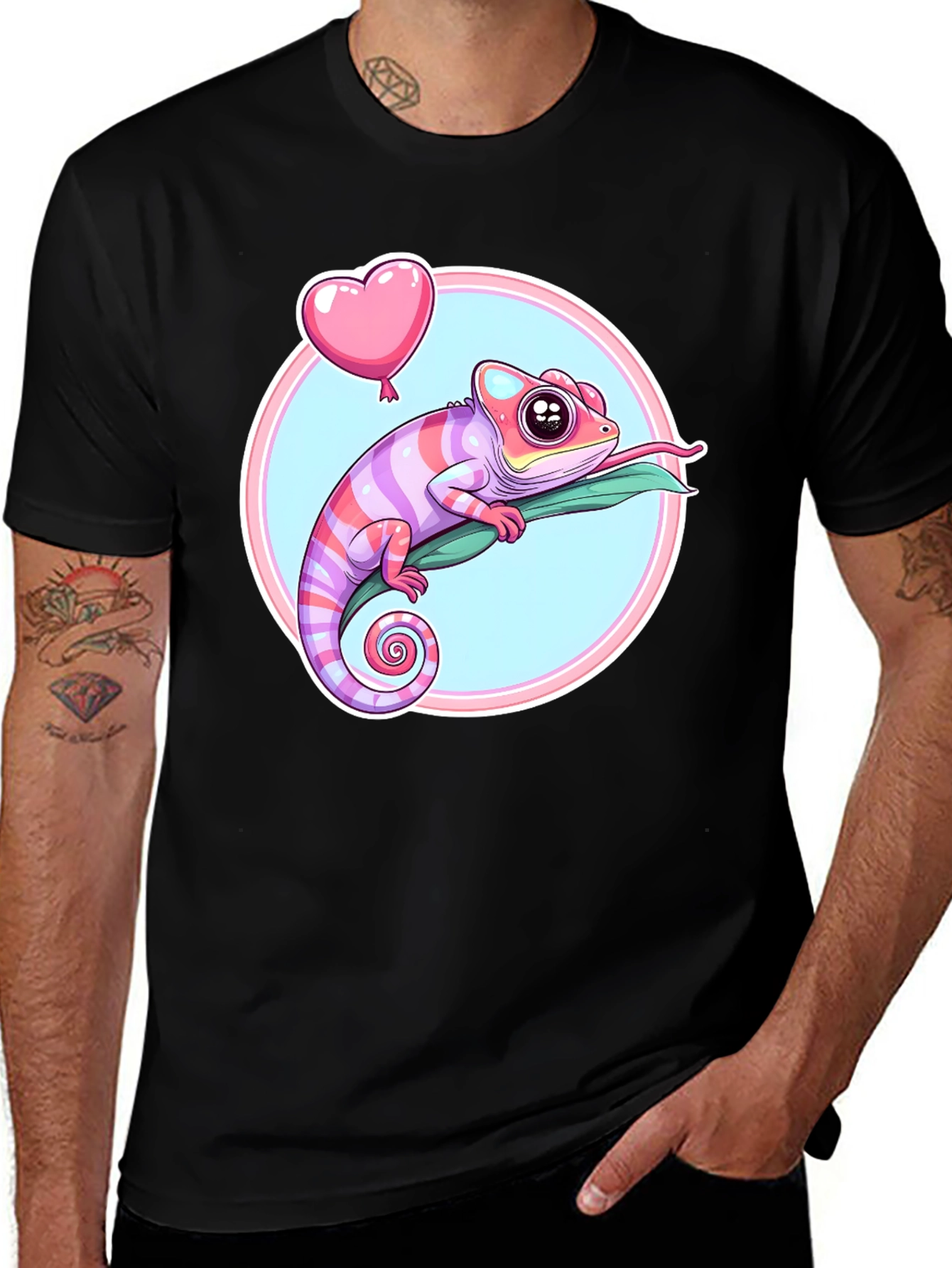 Chameleon Heart Balloon Graphic Tee - Fun & Stylish