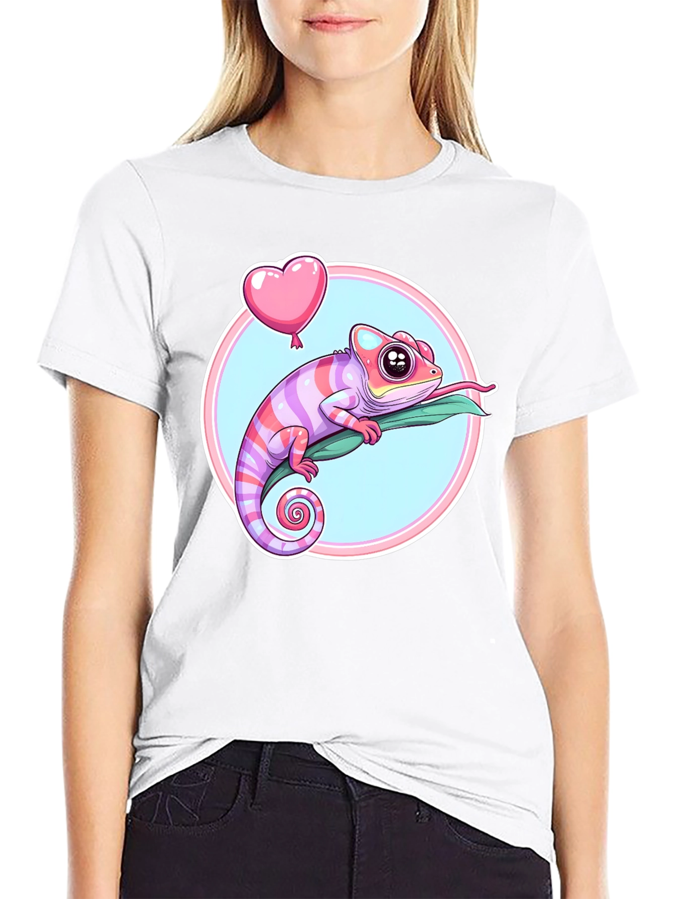 Chameleon Heart Balloon Graphic Tee - Fun & Stylish