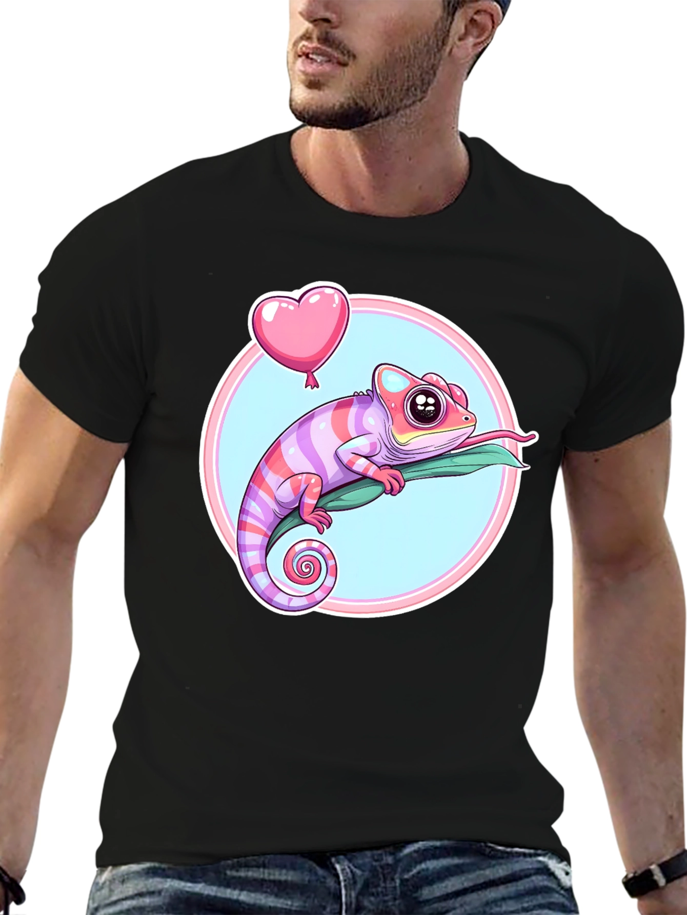 Chameleon Heart Balloon Graphic Tee - Fun & Stylish