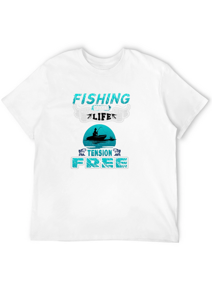 Fishing Makes Life Tension Free Black T-Shirt