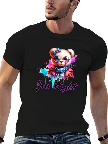 Just Right Bear Graphic Tee - Trendy Style