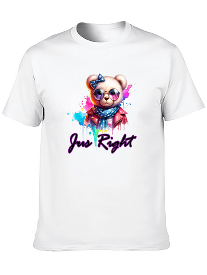 Just Right Bear Graphic Tee - Trendy Style