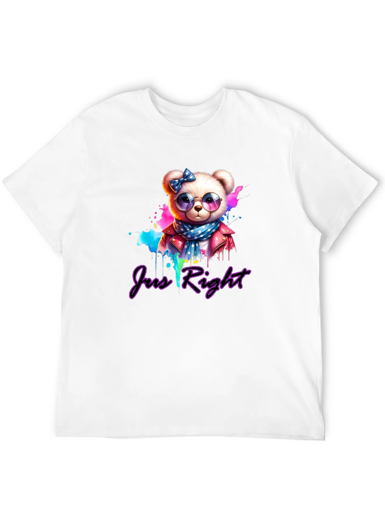 Just Right Bear Graphic Tee - Trendy Style