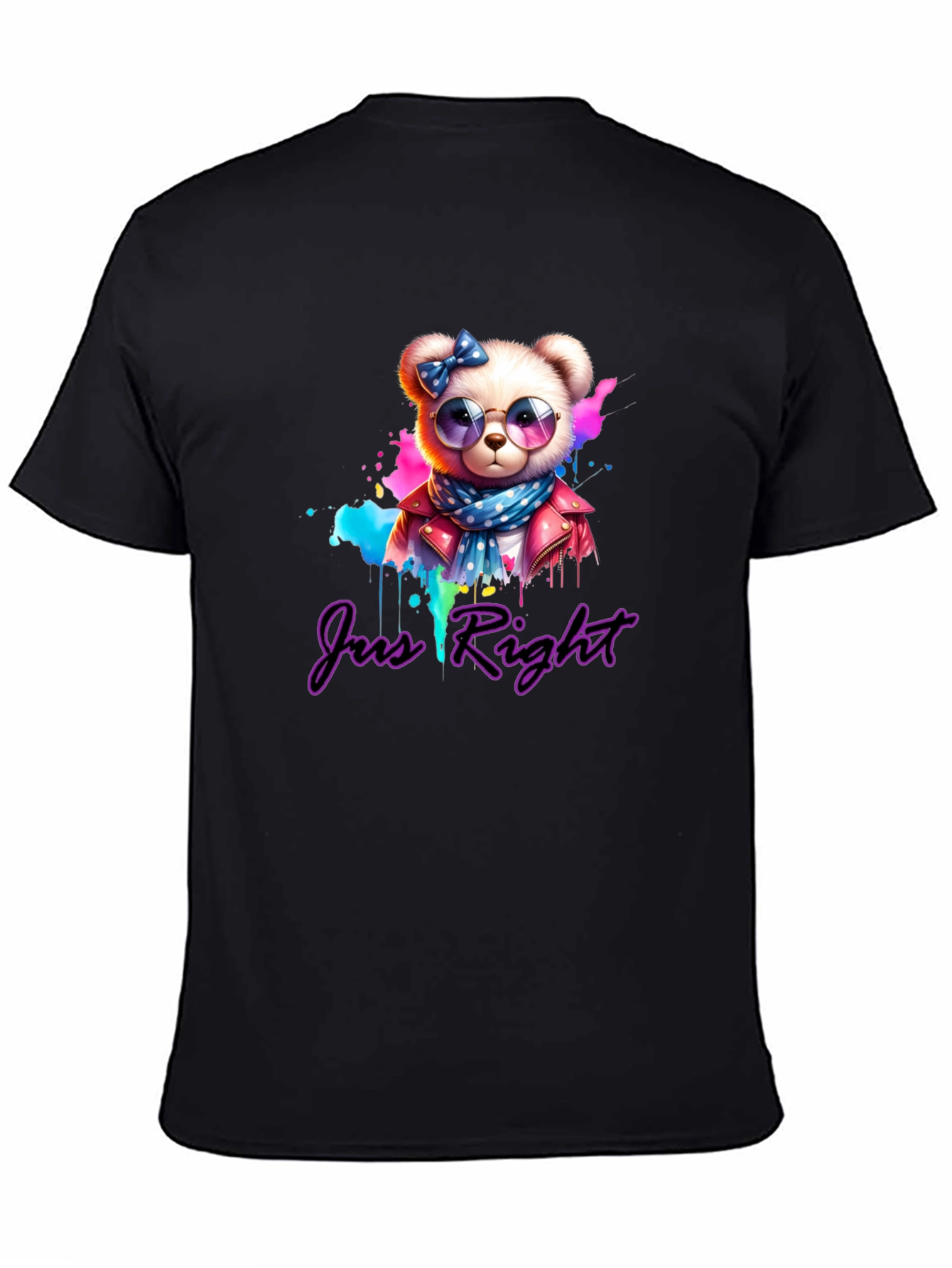 Just Right Bear Graphic Tee - Trendy Style