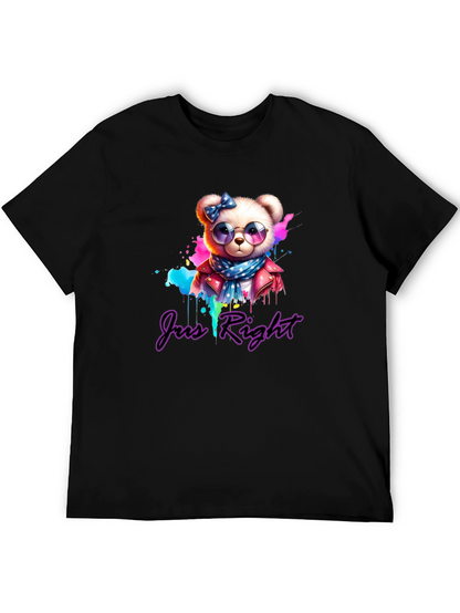 Just Right Bear Graphic Tee - Trendy Style