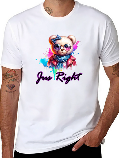 Just Right Bear Graphic Tee - Trendy Style