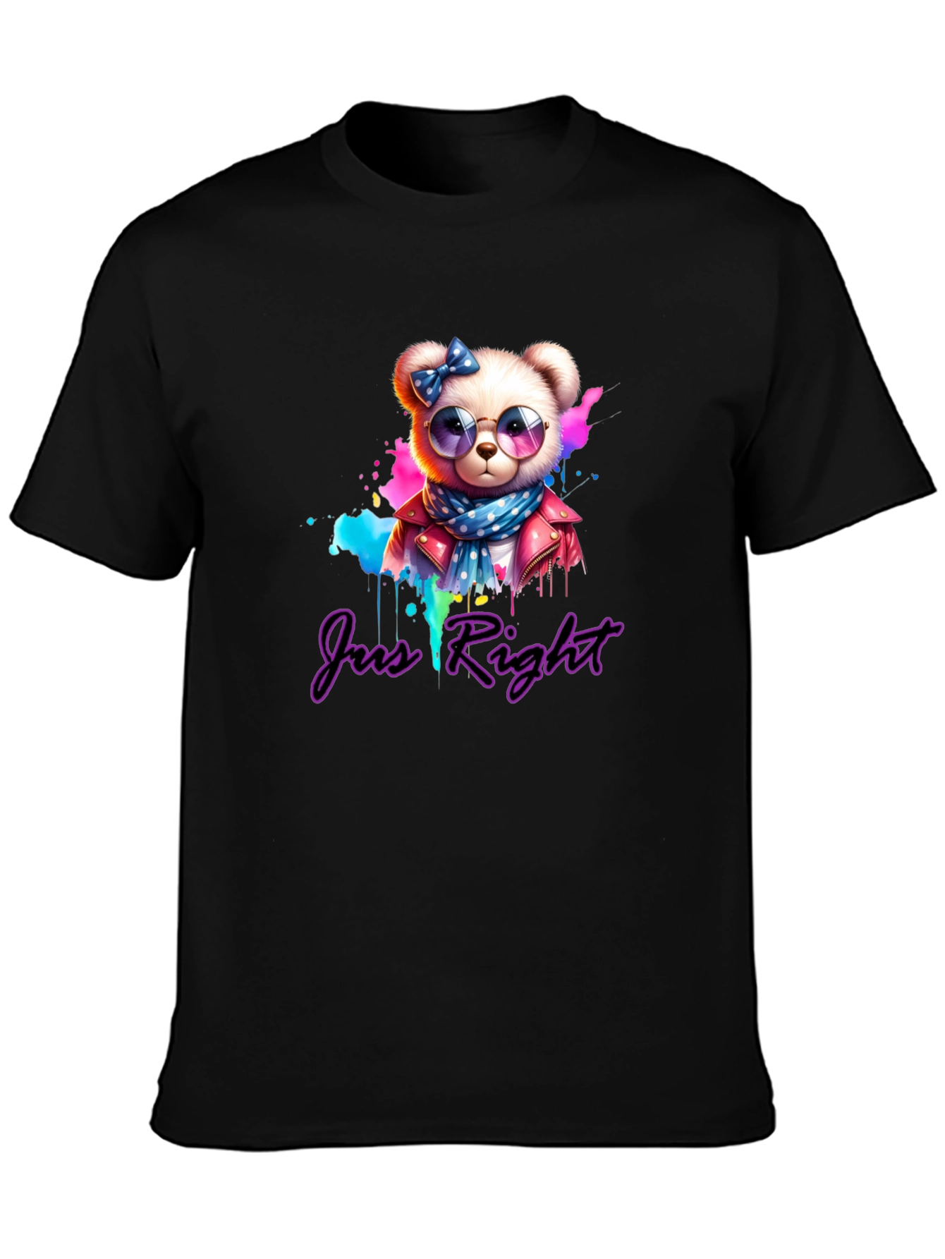 Just Right Bear Graphic Tee - Trendy Style
