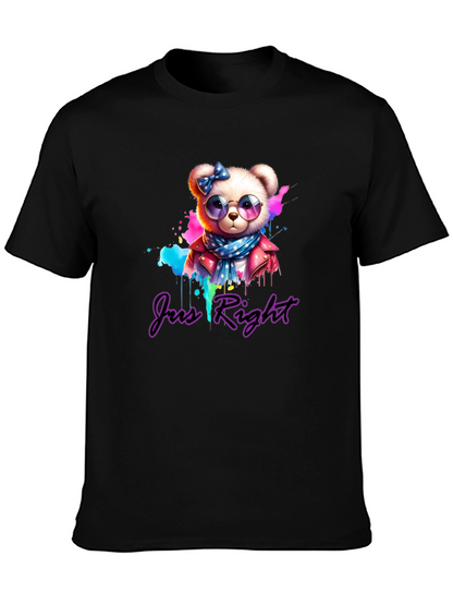 Just Right Bear Graphic Tee - Trendy Style