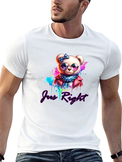 Just Right Bear Graphic Tee - Trendy Style