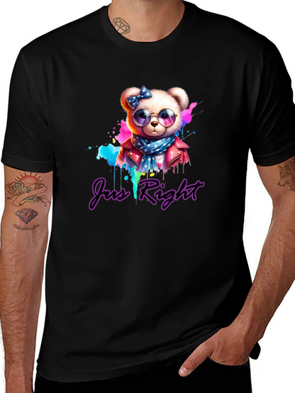 Just Right Bear Graphic Tee - Trendy Style