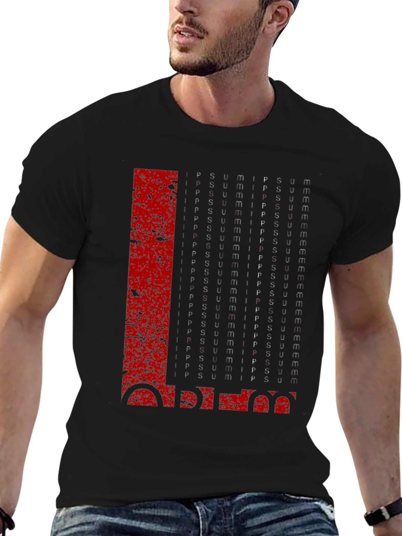 Abstract Graphic Print Mens Black T-Shirt