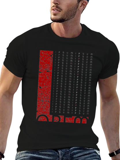 Abstract Graphic Print Mens Black T-Shirt