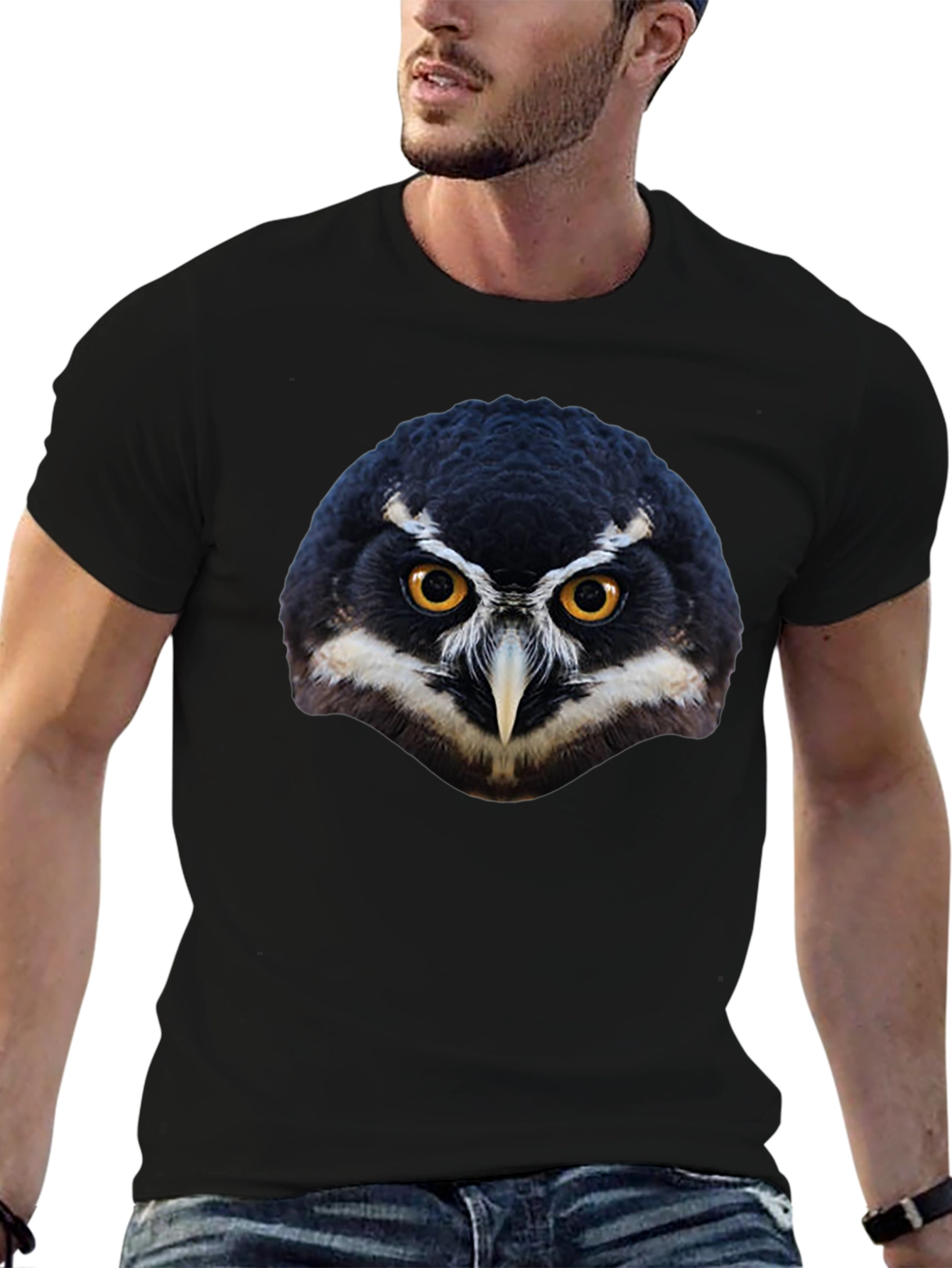 Owl Face Graphic Black T-Shirt