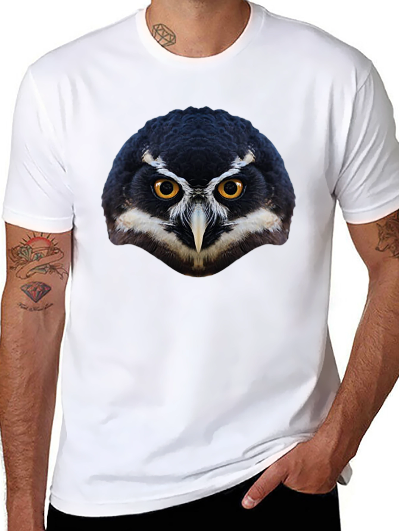 Owl Face Graphic Black T-Shirt