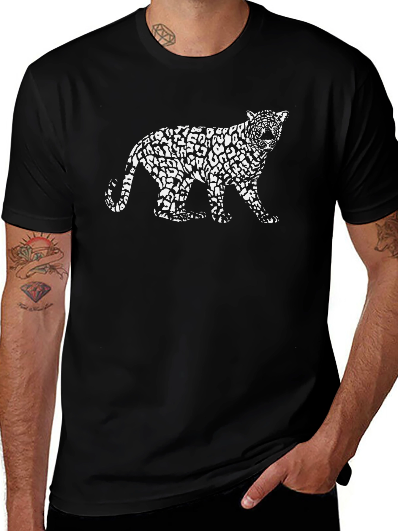 Leopard Print T-Shirt - Stylish Black Tee
