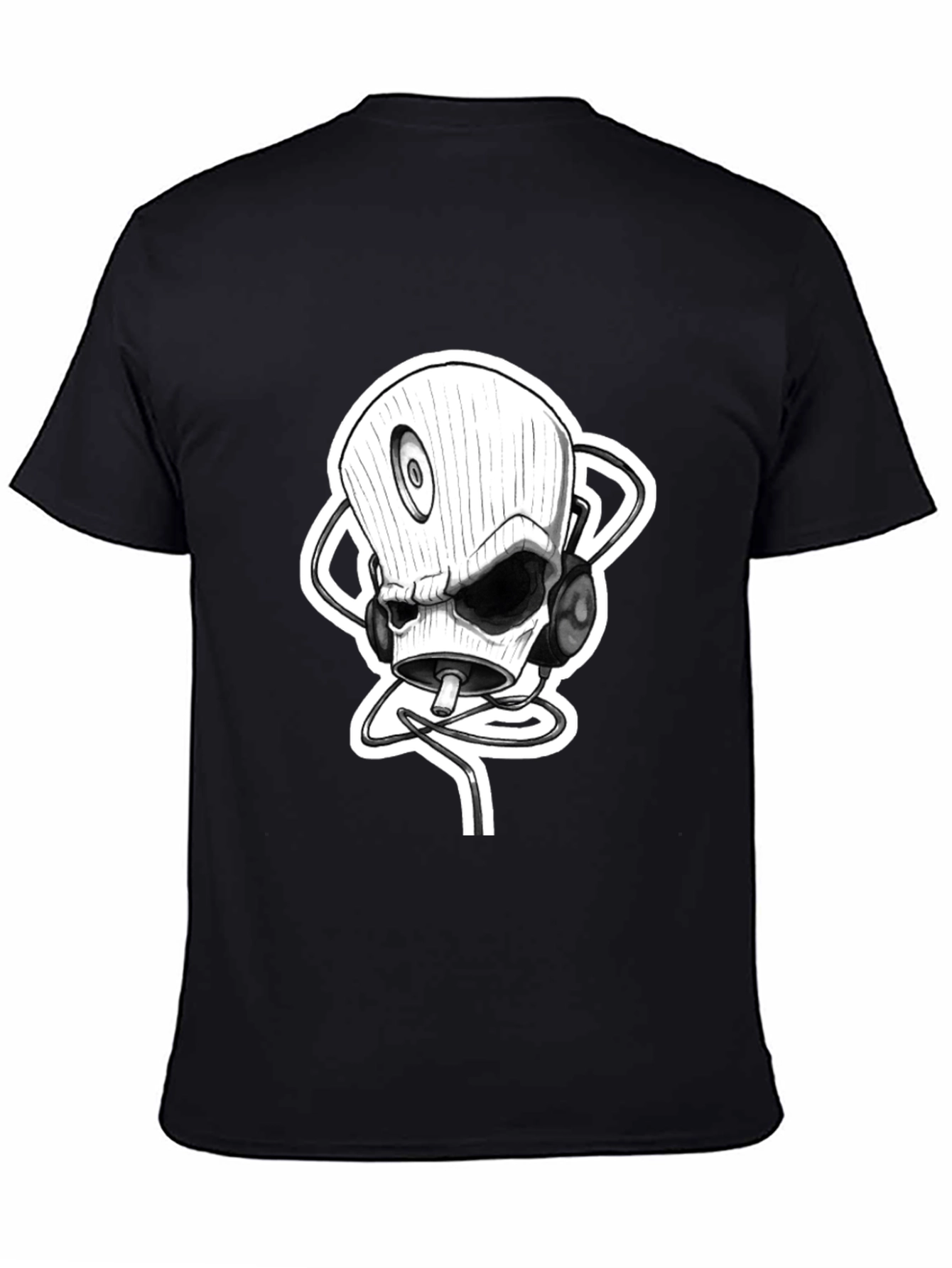 Skull DJ Black T-Shirt - Unique Graphic Tee