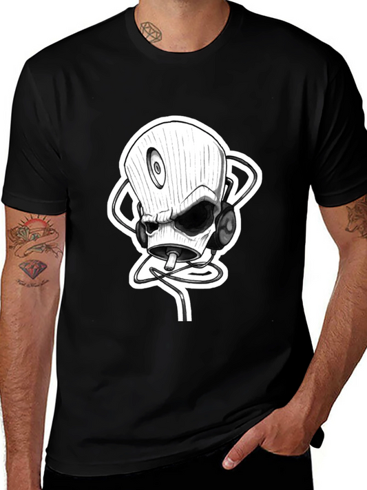 Skull DJ Black T-Shirt - Unique Graphic Tee