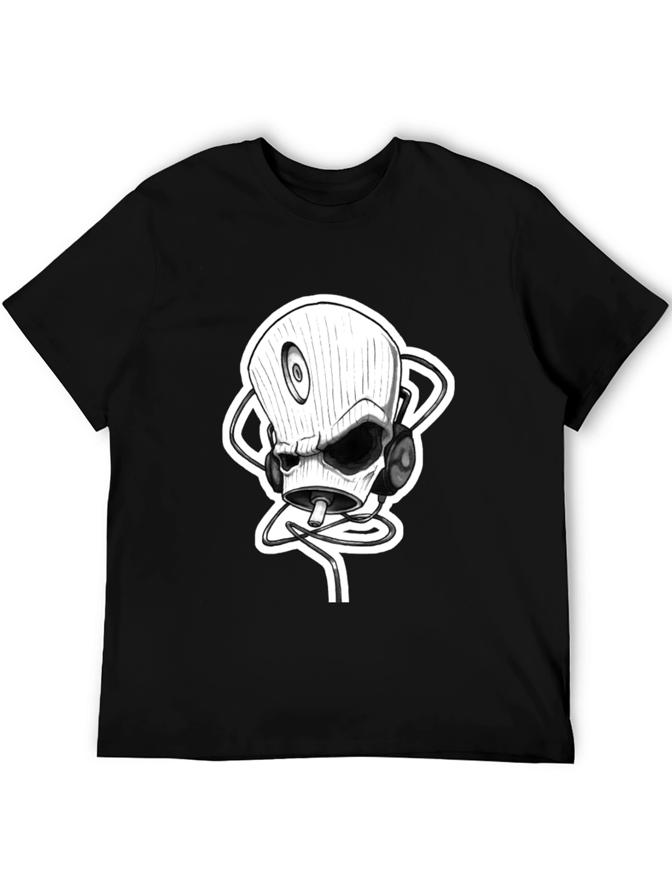 Skull DJ Black T-Shirt - Unique Graphic Tee