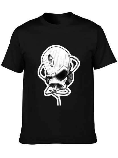Skull DJ Black T-Shirt - Unique Graphic Tee
