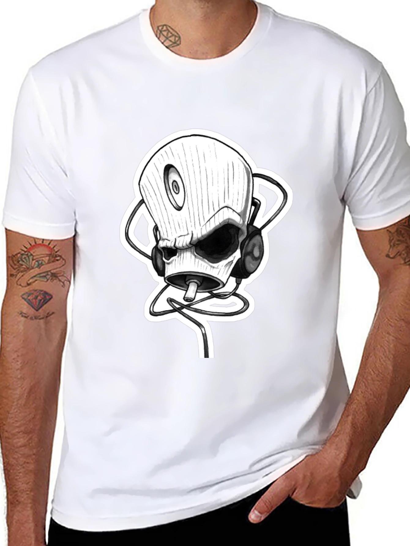Skull DJ Black T-Shirt - Unique Graphic Tee