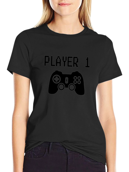 Player 1 Graphic Tee - Black Cotton Gamer T-Shirt