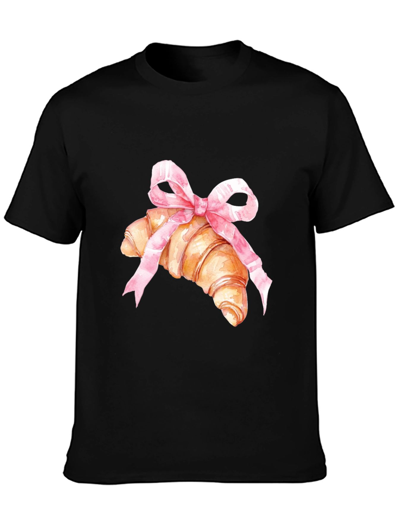 Croissant & Bow Graphic Tee - Trendy Comfort