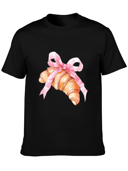 Croissant & Bow Graphic Tee - Trendy Comfort