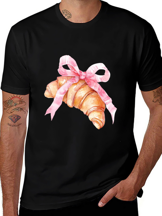 Croissant & Bow Graphic Tee - Trendy Comfort