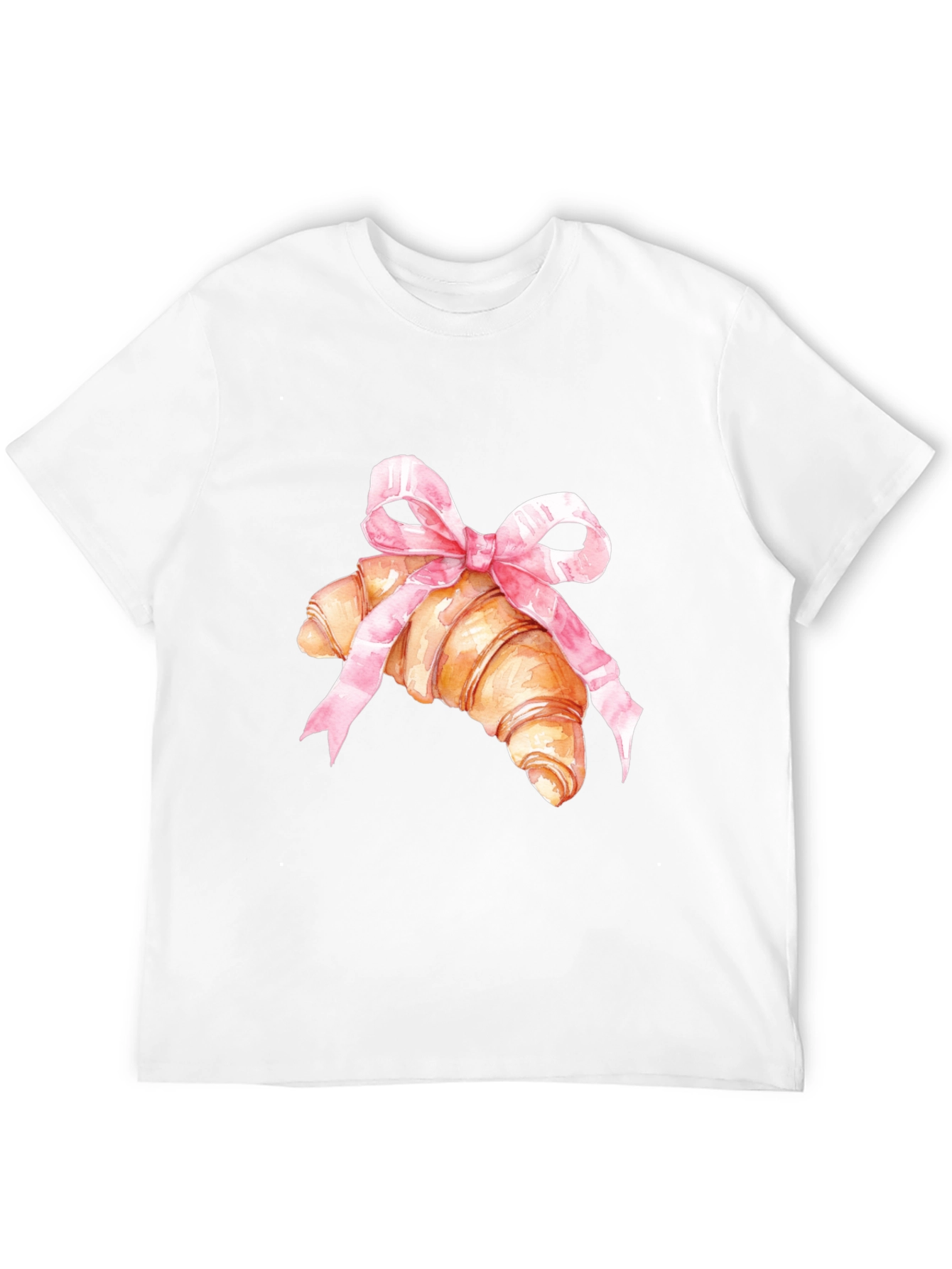 Croissant & Bow Graphic Tee - Trendy Comfort