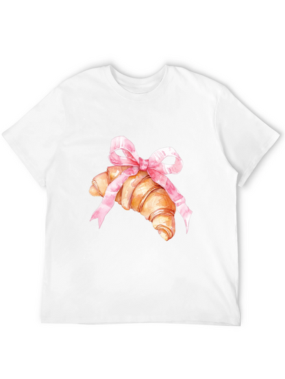 Croissant & Bow Graphic Tee - Trendy Comfort