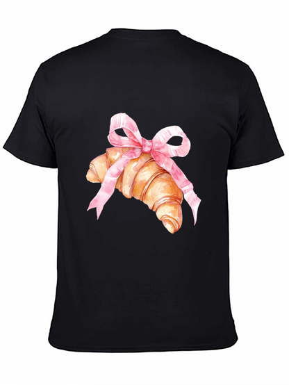 Croissant & Bow Graphic Tee - Trendy Comfort