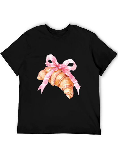 Croissant & Bow Graphic Tee - Trendy Comfort