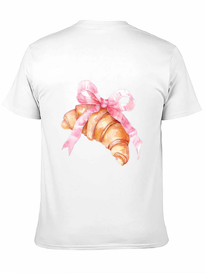 Croissant & Bow Graphic Tee - Trendy Comfort