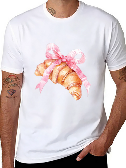 Croissant & Bow Graphic Tee - Trendy Comfort
