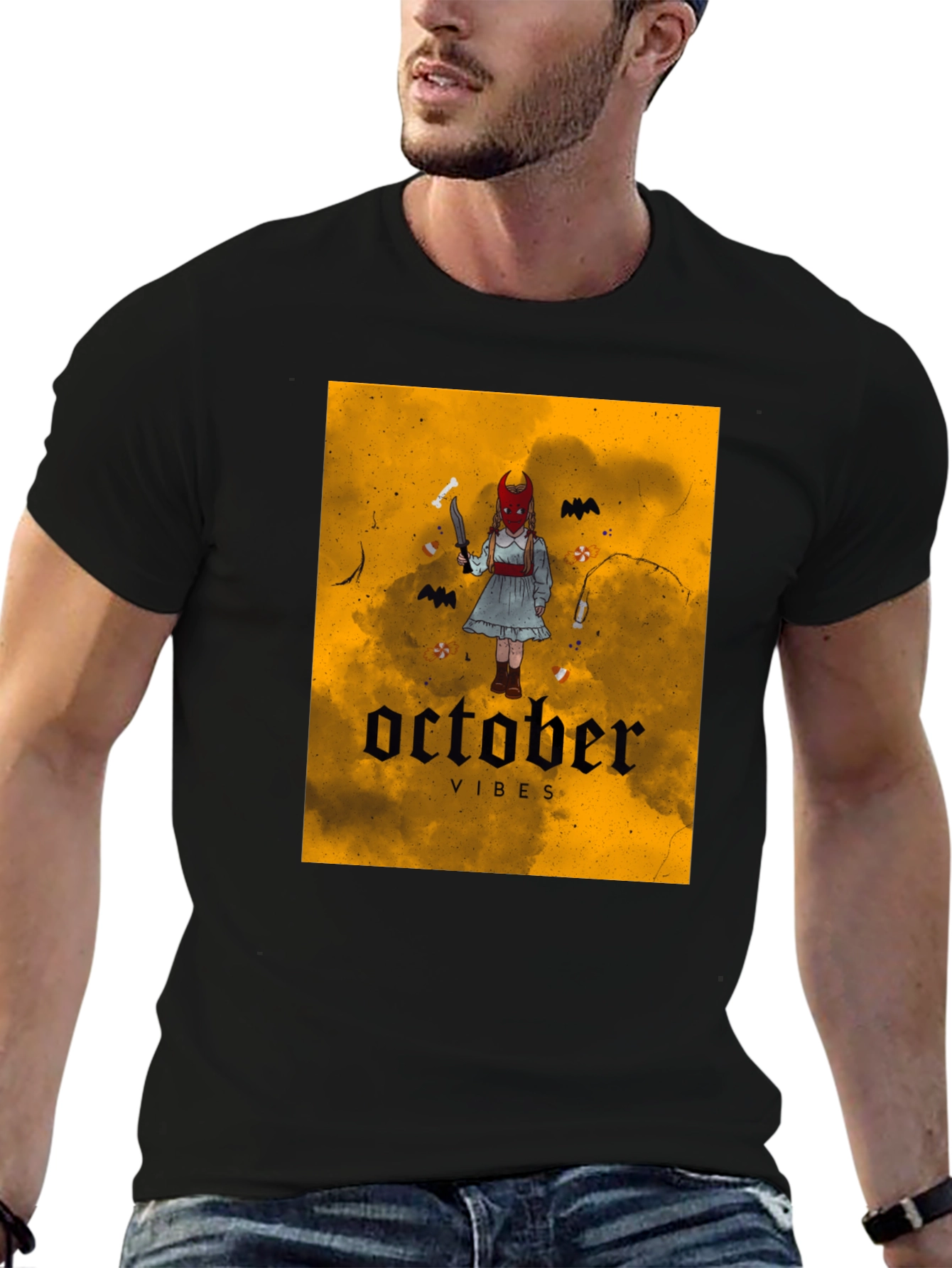 October Vibes Graphic T-Shirt - Halloween Apparel